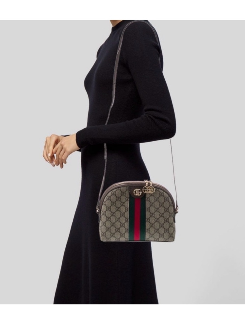 Gucci Beige and Brown Cosmetic Bag with Gold Accents